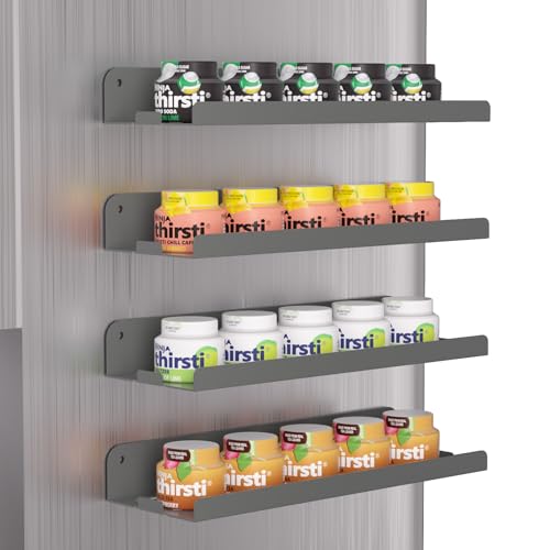 Image of 4 Pack Flavor Pods Holder Compatible with Ninja Thirsti,Magnetic Spice Rack Organizer for Refrigerator and Oven,Kitchen Organizers and Storage (Grey)