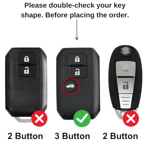 Image of BKN Luxury Metal Silicon Waterproof Transformer Car Key Cover with Keychain & Full Protection for Grand Vitara, Victoris, Baleno, Fronx, Ignis, Ertiga, Dezire, Brezza (GLANZA) (3 Button Flip Key)