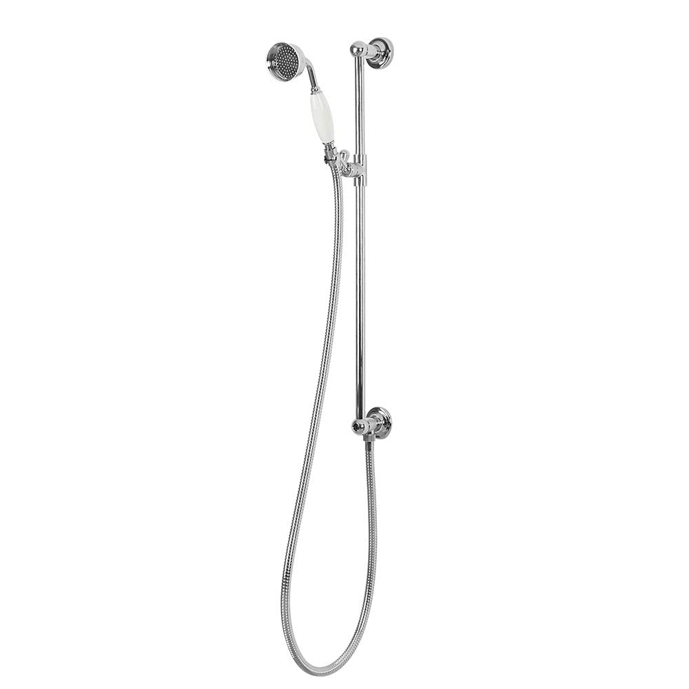 Milano Chrome & White Elizabeth Riser Rail Telephone Style Hand Shower Integrated Elbow - Chrome White