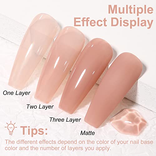 Aillsa Jelly Nude Gel Polish - Dark Nude Gel Nail Polish Natural Nail Polish Gel Translucent Soak Off U V Neutral Color Sheer Base Nail Gel Polish For Nail Art Diy French Manicure At Home 0.51 Fl Oz /Gb55 #TOP3