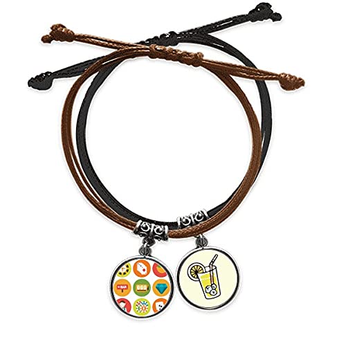 Bracelet chaîne cuir Casino avec cordon ajustable et motif illustration pop