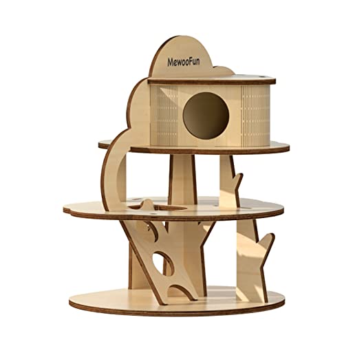 Casa de madera para hámster, cabaña natural hecha a mano para animales pequeños, muebles de...
