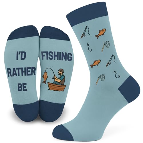 SC Products I'd Rather Be Fishing Socks | Size 6-12 Cotton Novelty Socks Funny Fishing Gifts for Men UK | Fisherman Angling Gift for Dad Grandad | Funny Stocking Fillers for Men who Love to Fish