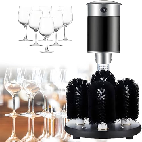 Wine Glass Washing Machine, Electric Commercial Glass Washer, 5-Brush Bar Glass Cleaner, 600 Cups/Hour Wine Glass Cleaning Machine, Electric Glass Washer Lachine for Bars and Cafes