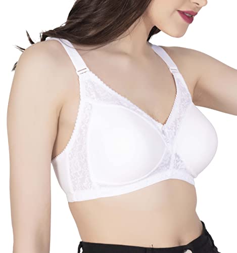 Image of Women's Seamless Padded Bra | Full Coverage | Cotton Stretch Fabric and Nylon Lace | Broad Adjustable Straps