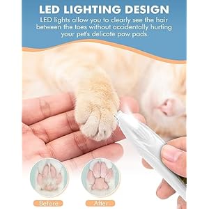Dog Clippers for Grooming, Cordless Dog Grooming Kit for Small Dogs with LED Light, Rechargeable Low Noise Cat Hair Trimmer for Grooming Pet Hair Around Paws, Eyes, Ears, Face, Rump (White)