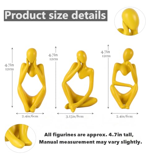 Set de 3 Estatuas Pensador Amarillo para Decoración miniatura 2