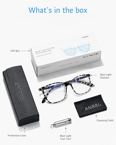 Image of ANRRI Blue Light Glasses Men Women Leopard Blue Light Blocking Computer Glasses Anti Eyestrain Lightweight UV Filter Lens Eyeglasses Frame