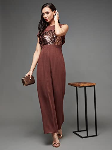 Image of Miss Chase Women's Keyhole Neck Regular Sleeve Regular Length Jumpsuit with Pockets