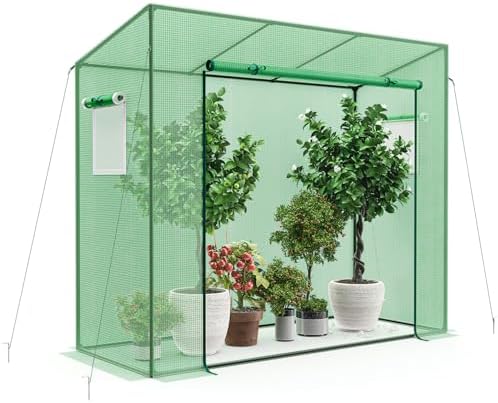 COSTWAY Gewächshaus, Foliengewächshaus mit aufrollbarer Tür & 2