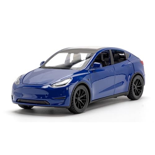 TOPRON Tesla Model Y 1:32 Miniature Voiture, Modèle de Voiture Jouet de Alliage, avec Fonction de Rétractation, Lumières et Musique, Mini-Jouet de Véhicule comme...