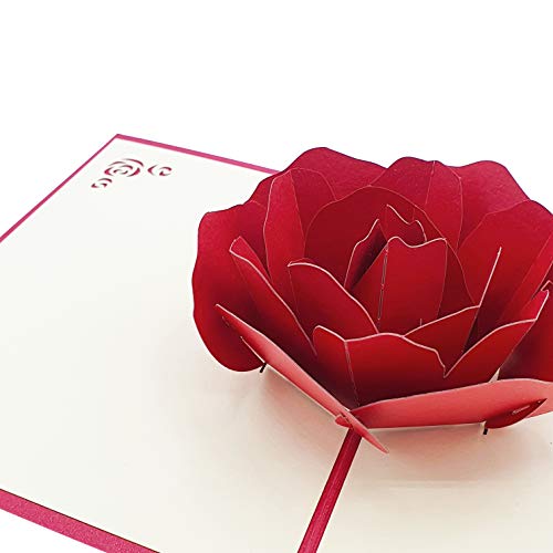 Biglietto di auguri 3D d'amore - Bella rosa rossa
