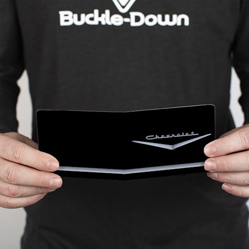 Buckle-Down mens Pu Bifold - 1955-57 Chevrolet V Emblem/Stripe Black/Silver Wallet4
