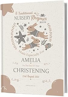 Personalised Christening Keepsake Gift Book of Classic Nursery Rhymes to Treasure Forever. Especially Made for A Christening Day Occasion