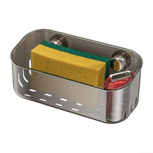 Étagère de rangement de cuisine avec ventouse pour montage mural, matériaux PET et ABS, peut contenir des chiffons et des coussinets d'évier, gain de place et facile à repositionner (gris argent)