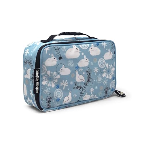 Urban Infant Yummie Kids Lunch Box Insulated Bag - Toddler Boys and Girls – Perfect for Daycare Preschool Travel Snacks – Allergy Alert Cards - Fits Bento Boxes - Bunnies