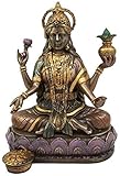 Ebros Hindu Goddess of Wealth and Prosperity Lakshmi Sitting On Lotus Throne Statue Hindu Decor Figurine