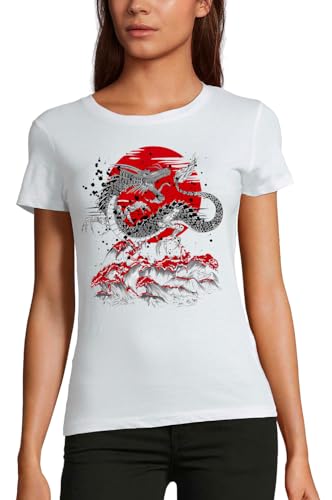 T-shirt dragon chinois femme en coton noir