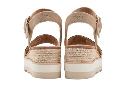 Image of TOMS Women's Diana Wedge Heel Sandal, Leather Upper, Rope-Wrapped Midsole, Adjustable Strap, Buckle, OrthoLite Insole