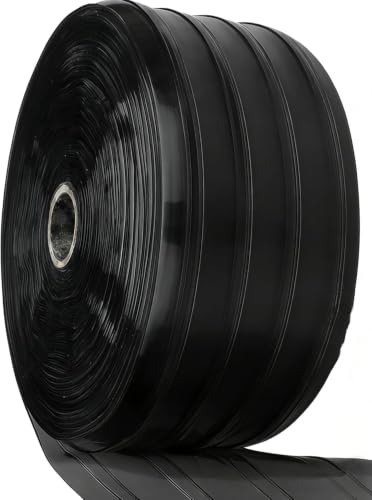 Image of Opaque Black Ribbed PVC Strip Curtain 7 inch Width x 600 inch Height - Privacy Plastic Door Strips Light Blocking Vinyl Flap Doors for Industrial Warehouse and Conveyor Belts Anti-Scratch AP1474