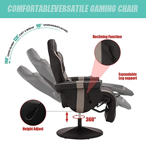 Lvuyoyo Massage Video Gaming Recliner Chair - Ergonomic Computer Desk Chair -High Back Pu Leather Office Chair - Adjustable Swivel Reclining Chair With Lumbar Support, Cupholder, Headrest #TOP2