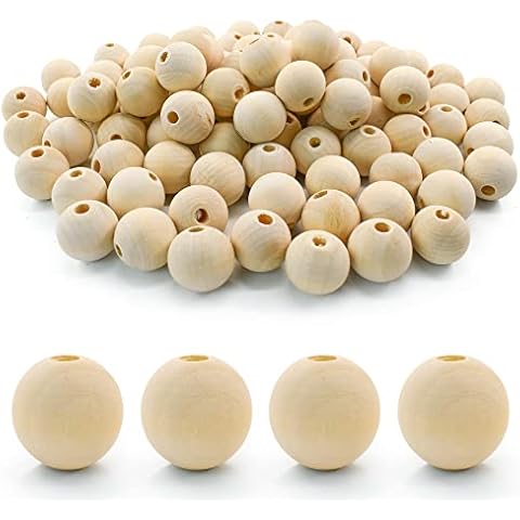 Enkrio Wooden Beads, 100pcs 25mm Round Wood Beads, Wood Loose Beads, Wood Spacer Beads, Wood Beads with Holes for Craft Making Decorations and DIY Crafts Cover