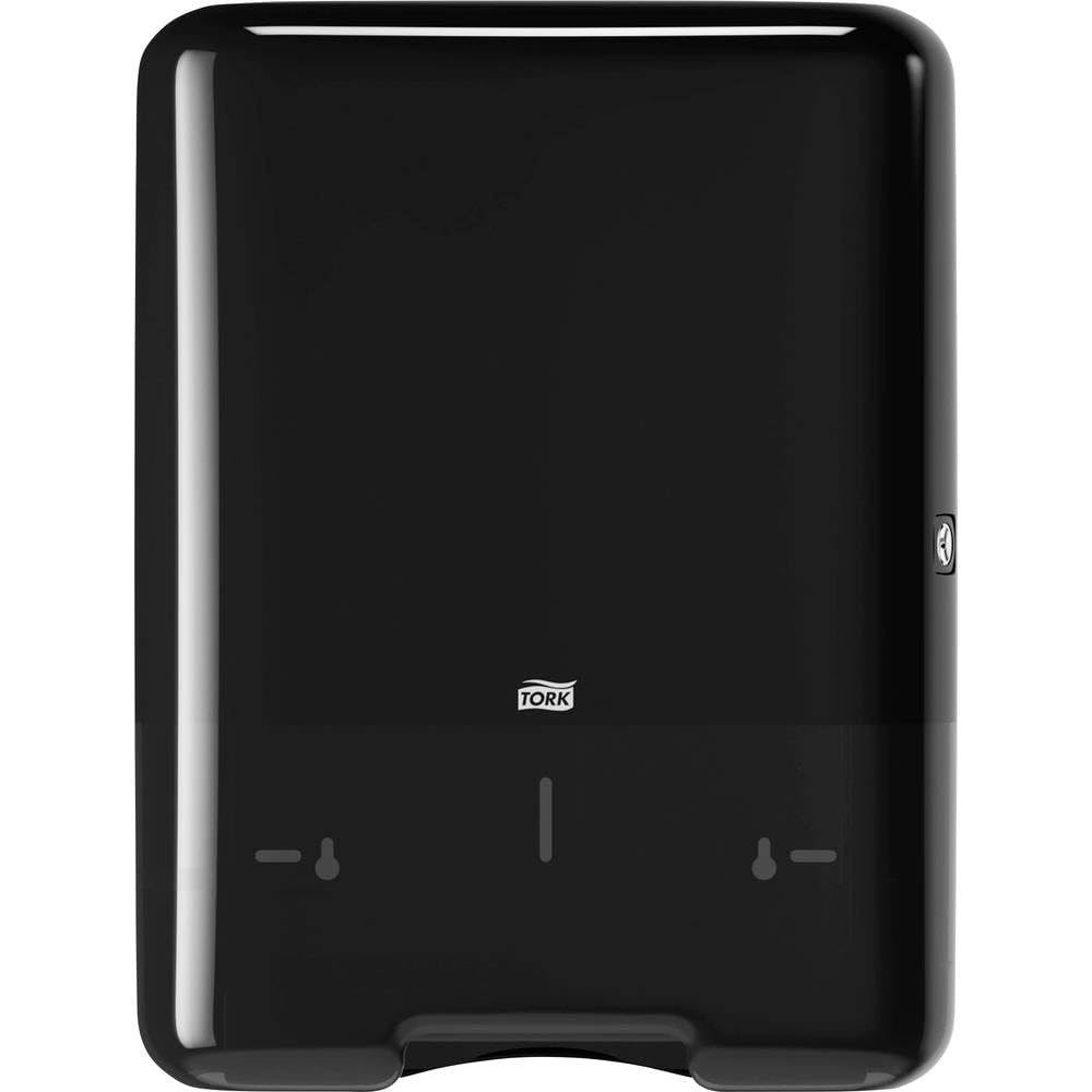 Tork 553008 Dispenser per Asciugamani piegati a C e a V, sistema H3, 43,9 cm x 33,3 cm x 13,6 cm (alt. x largh. x prof.), Elevation design, colore nero