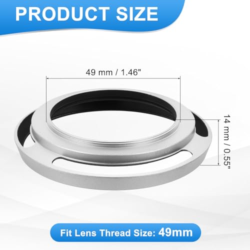 PATIKIL 49mm Lens Hood, Universal Metal Thin Hollow Curved Screw-in Vented Lens Hoods for Fujifilm for Pentax, Silver miniatura 2