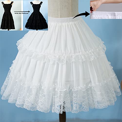 Vepycly Girls Skirt Short Petticoat Cosplay Lace Fishbone Lolita Slip Liner White Elastic Waist Petticoats (White,One Size) #TOP6