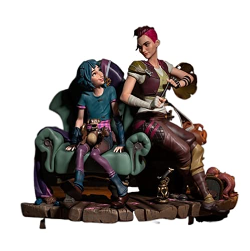 QESTO SHENDAF League of Legends animation Battle of the Twin Cities Azure and Jinx large sculpture (Size : Azure and Jinx)