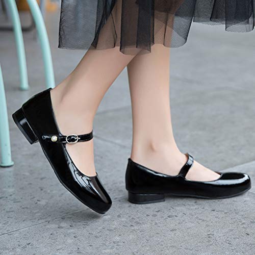 Caradise Womens Patent Leather Mary Jane Ankle Strap Ballet Flats Ballerina Shoes2