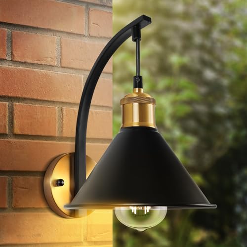 COZHYESS Aplique Creativo, Lámpara de Pared de Estilo Sencillo, Apliques de Pared de Interior Industriales Retro de Metal Negro E27, para Dormitorio, Sala de Estar, Pasillo (Sin Bombilla)