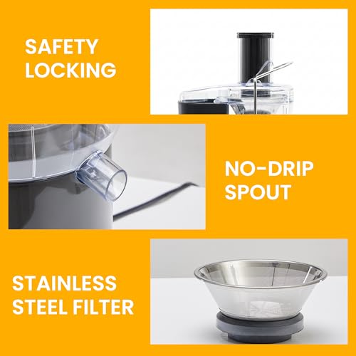 Image of Simple Deluxe Juicer Machines, 480W Centrifugal Juicer Extractor with Wide Mouth 2.6 inch Feed Chute for Fruit Vegetable, Electric Juicer with 2-Speed Quick Juicing, Easy to Clean, BPA-Free, Black