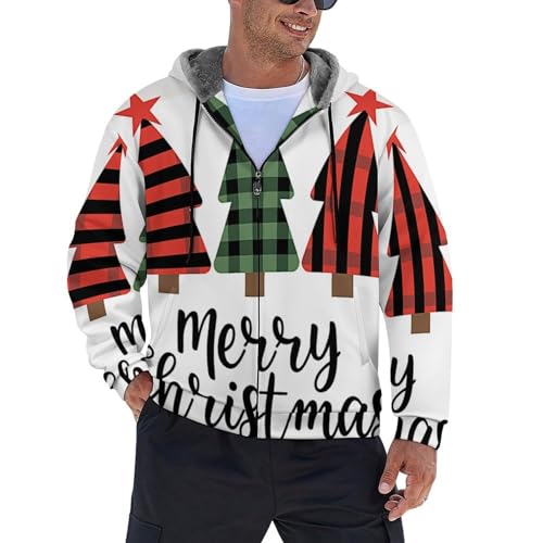 Sweat à capuche pour homme veste zippée manches longues sapin Noël