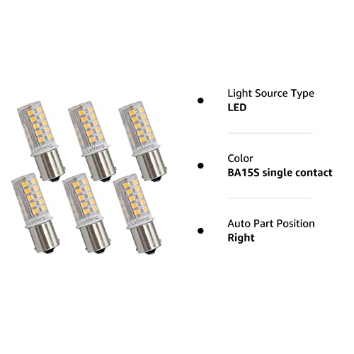 Lemeng Ba15S Led Bulb S8 Sc 3W 2700K Warm White Dc Bayonet Single Contact Base 1156 1141 93 For 12V 24V Landscape Truck Car Rv Camper Marine Boat Trailer Light-6 Pack #TOP7