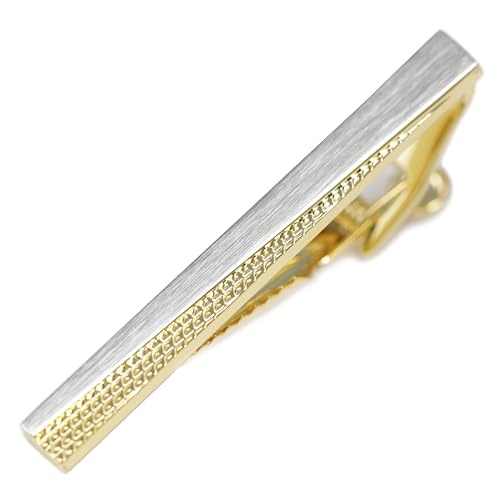 MENDEPOT Classic Silver And Gold Bi-tone Plating Tie Clips With Gift Box Men Fashion Tie bar (Diagonal)