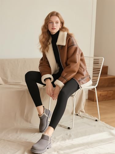 Snow Mini Ankle Boots for Women: Stitch Shell-Shape Lined Chunky Heels Booties Platform Anti-Slip Comfortable Warm Winter Daily Outdoor Shoes in 20252