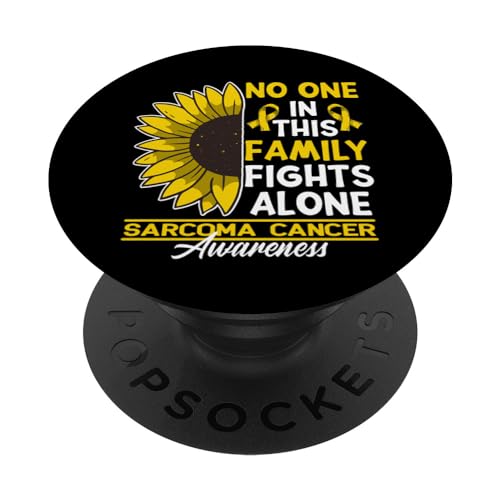 No One In This Family Fights Alone I Sarcoma Cancer PopSockets Swappable PopGrip, Black