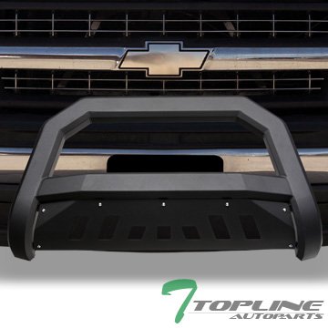 TLAPS 7422450274252 Compatible with 1999-2007 Chevy Silverado GMC Sierra / 2000-2006 Suburban Tahoe Yukon 1500Matte Black AVT Style Bull Bar Guard with Skid Plate