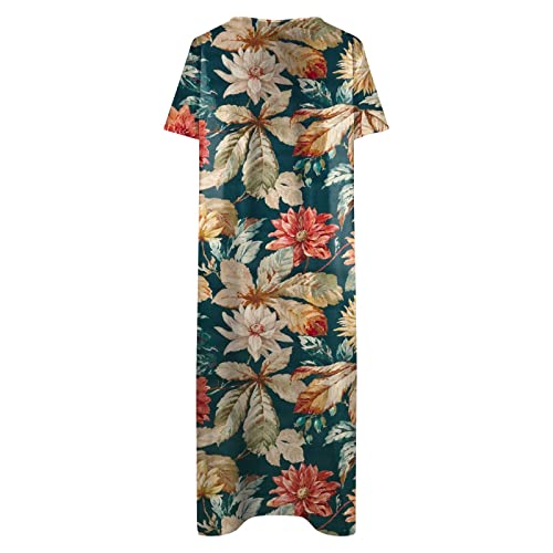Robe à Imprimé Floral Fluide Longue Col en V Style Décontracté - 3