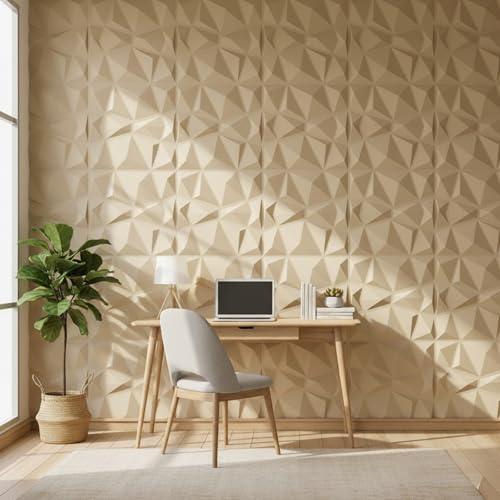 Image of Kayra Decor 3D PVC Wall Panel - PVC Diamond Design, White Tail Color 19.7 inch X 19.7 inch (Pack of 18) - Covers 48.51 Sq. Ft.