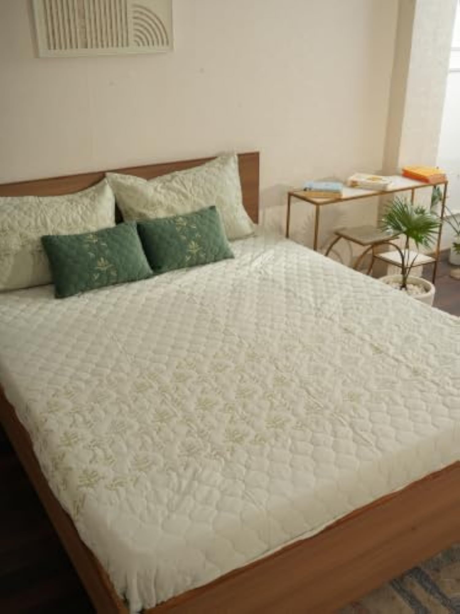 Embroidered King Size Double Bedspread with Pillow & Cushion Covers