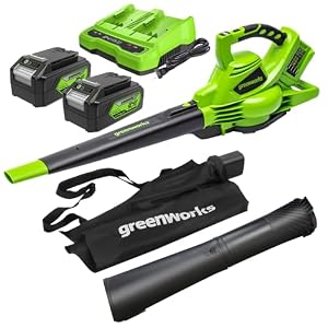 Greenworks 48V Aspirafoglie Soffiatore a Batteria GD24X2BVK4X 24V x 2 Con Batteria 2x4Ah+caricatore
