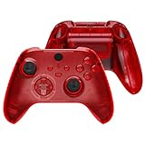 eXtremeRate Transparent Red Controller Full Set Housing Shell Case w/Buttons for Xbox Series X/S, Custom Replacement Side Rails Front Back Plate Cover for Xbox Series S & Xbox Series X Controller