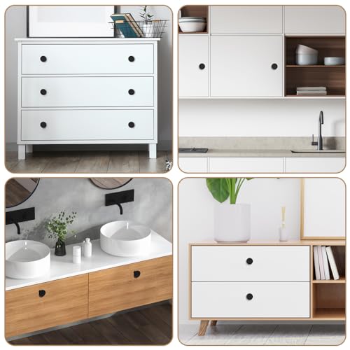 Ainiv 4 Stück Möbelknöpfe Matt-Schwarz, Schubladenknopf Möbelknöpfe, Einlochgriff mit Schrauben für Schrank, Edelstahl Runde Türgriffe Schubladengriffe für Kleiderschrank, mit Einem Schraubendreher