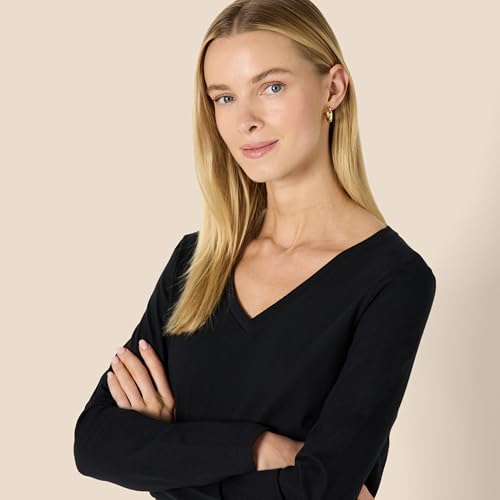 Amazon Essentials Womens 100% Cotton Regular-Fit Long-Sleeve V-Neck T-Shirt3