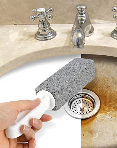 MARYTON Pumice Stone with Handle for Cleaning Toilet Bowl Ring and Hard Water Stains Pack of 2 (Gray) - Image 6
