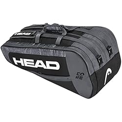 Maletin Tenis HEAD Core 9R Bolsa de Tenis, Unisex, Negro/Blanco, 9 Raquetas
