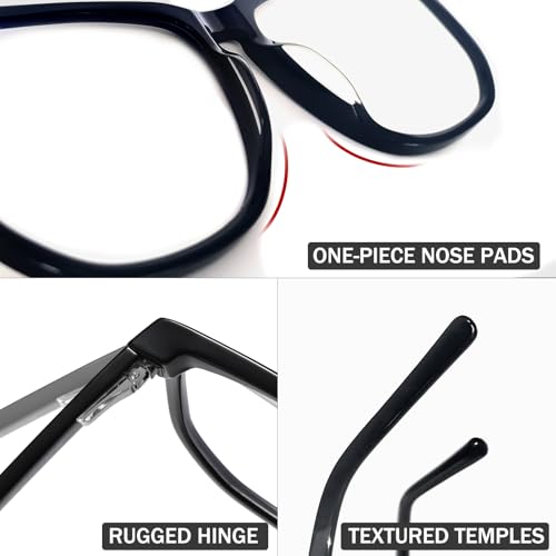 Image of TR90 Oversized Blue Light Blocking Glasses Men Women Ultralight Nerd Square Computer Games Black Large Eyewear