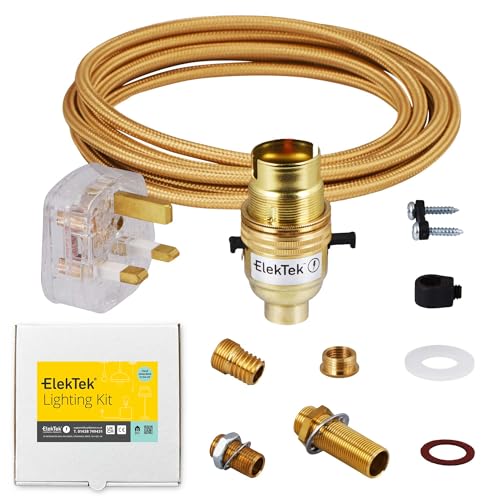 Support de lampe rond doré et douille B22 haut de gamme avec prise UK